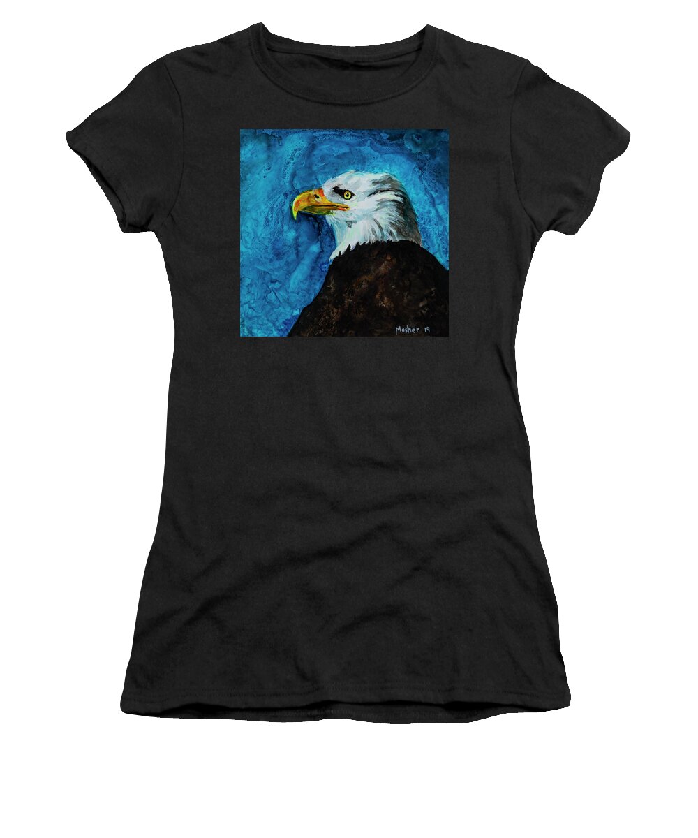 Raptor Women's T-Shirt featuring the painting American Eagle Portrait Painting by Rick Mosher
