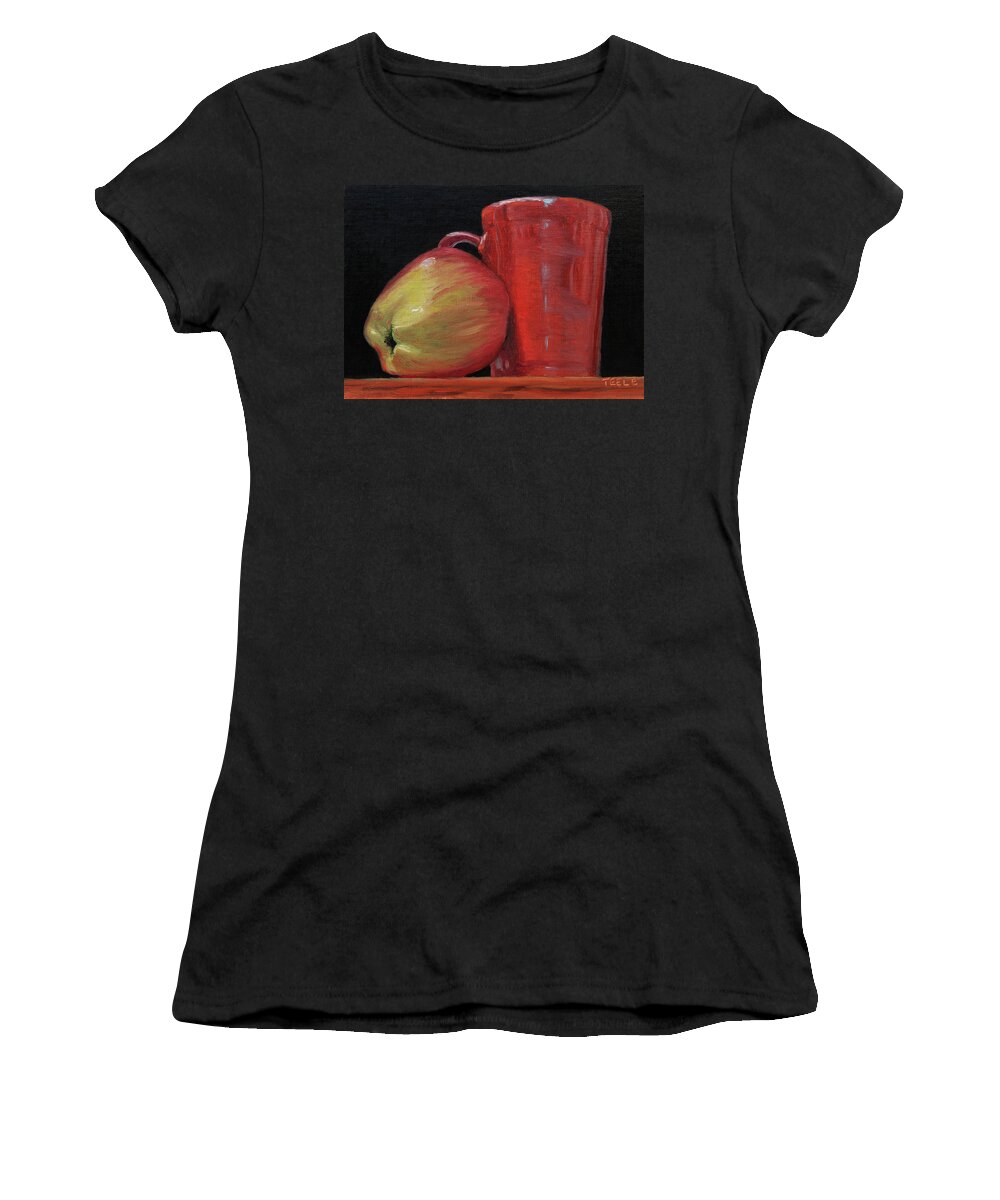 Apple Women's T-Shirt featuring the painting Apple and CCA Mug by Trina Teele