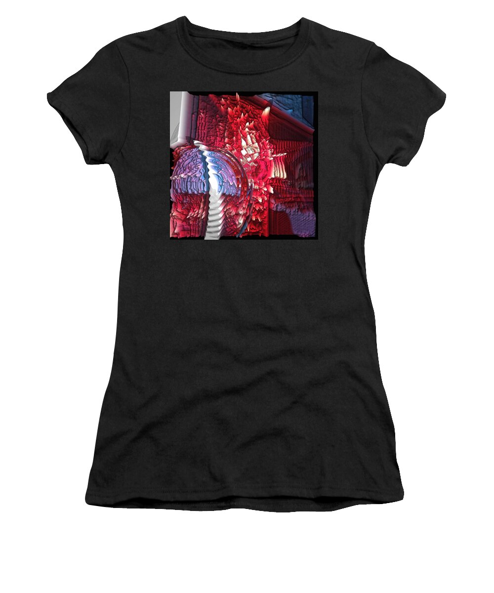 Atomic Women's T-Shirt featuring the digital art Atomic, Red, Planet, Abstract, Reality by Scott S Baker