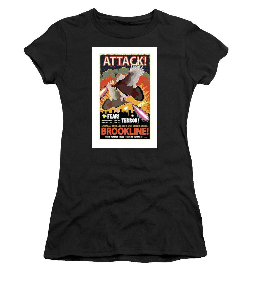 Brookline Turkeys Women's T-Shirt featuring the digital art Attack by Caroline Barnes