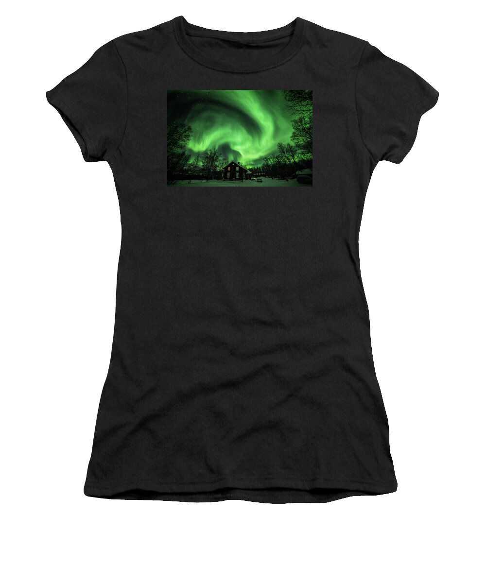 Aurora Women's T-Shirt featuring the photograph Aurora Storm by Pekka Sammallahti