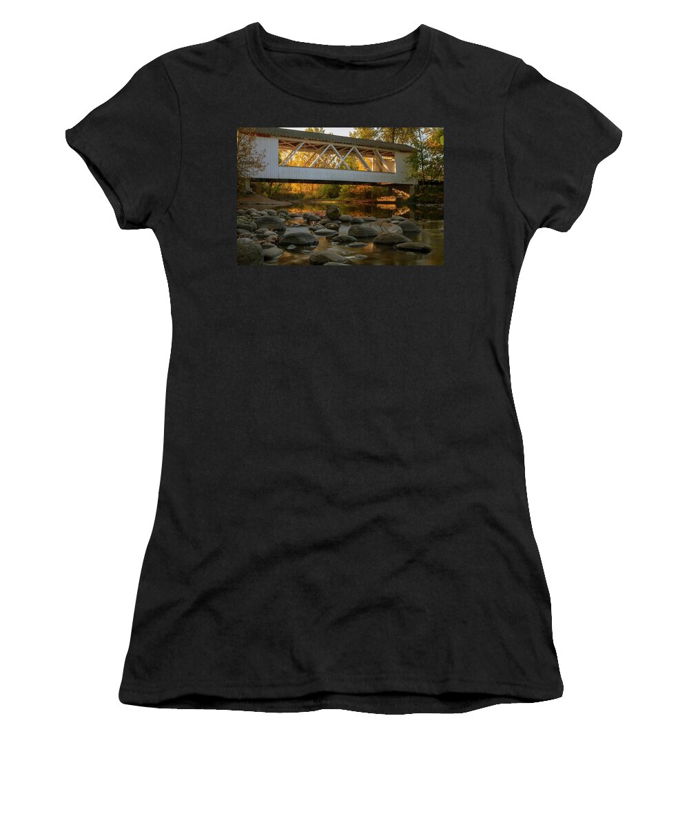 Larwood Bridge Women's T-Shirt featuring the photograph Autumn Glow by Catherine Avilez