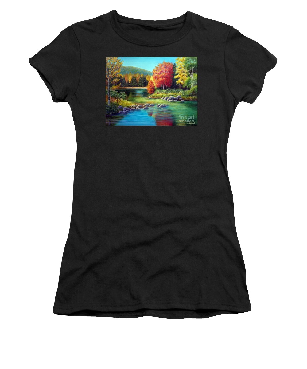 Autumn Women's T-Shirt featuring the painting Autumn in New York by Sarah Irland