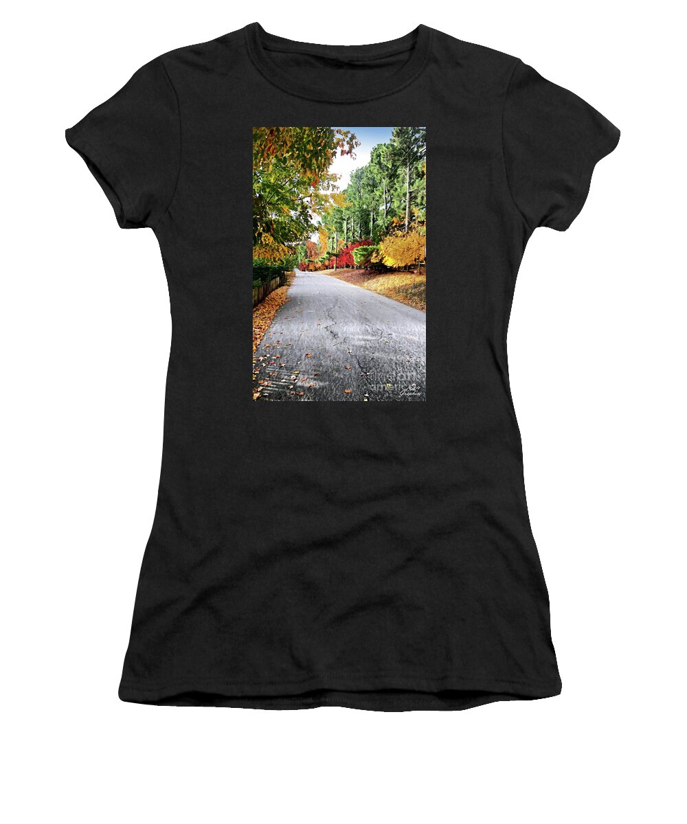 Autumn Women's T-Shirt featuring the digital art Autumn Road by CAC Graphics