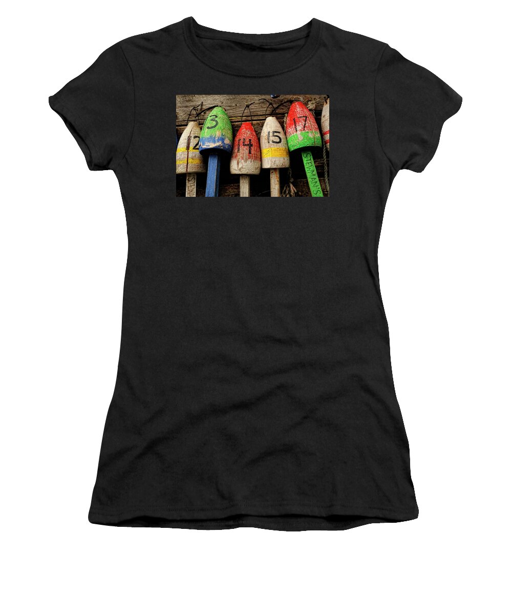 Bouys Women's T-Shirt featuring the photograph Bar Harbor Bouys by Tom Gresham
