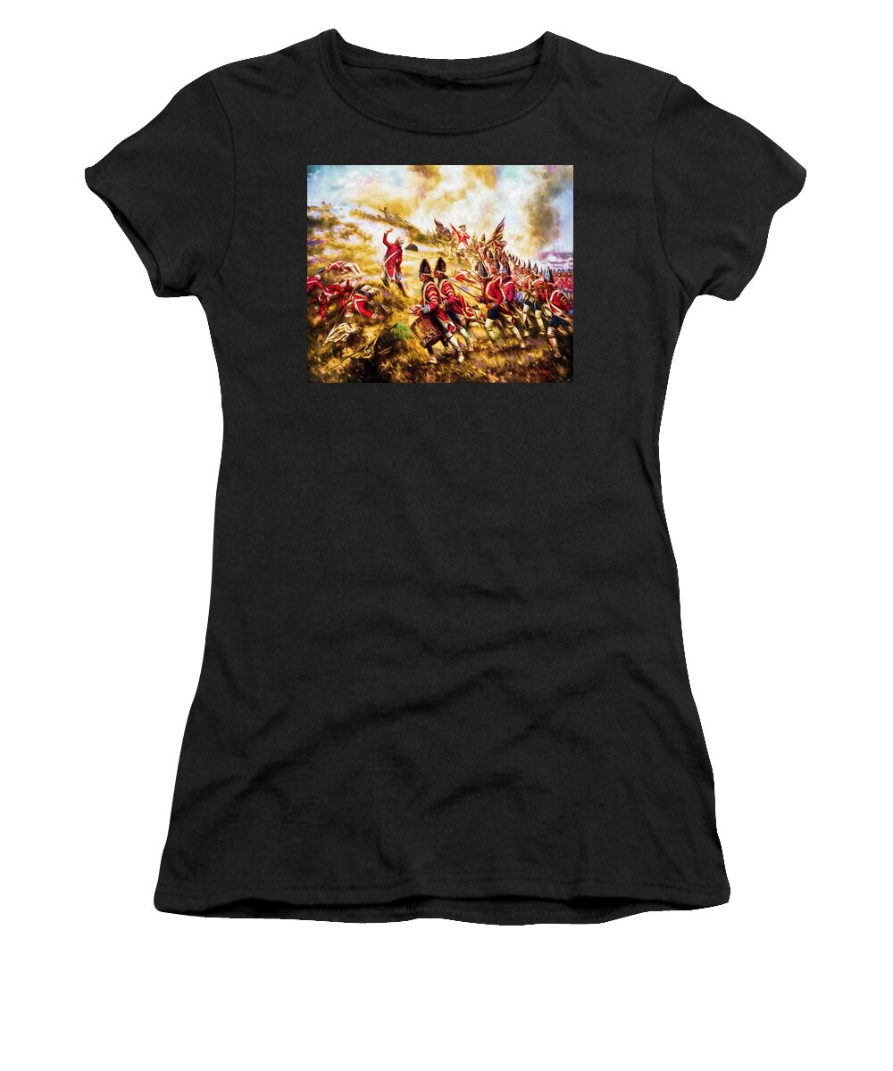Massachusetts Women's T-Shirt featuring the painting Battle of Bunker Hill by Carlos Diaz