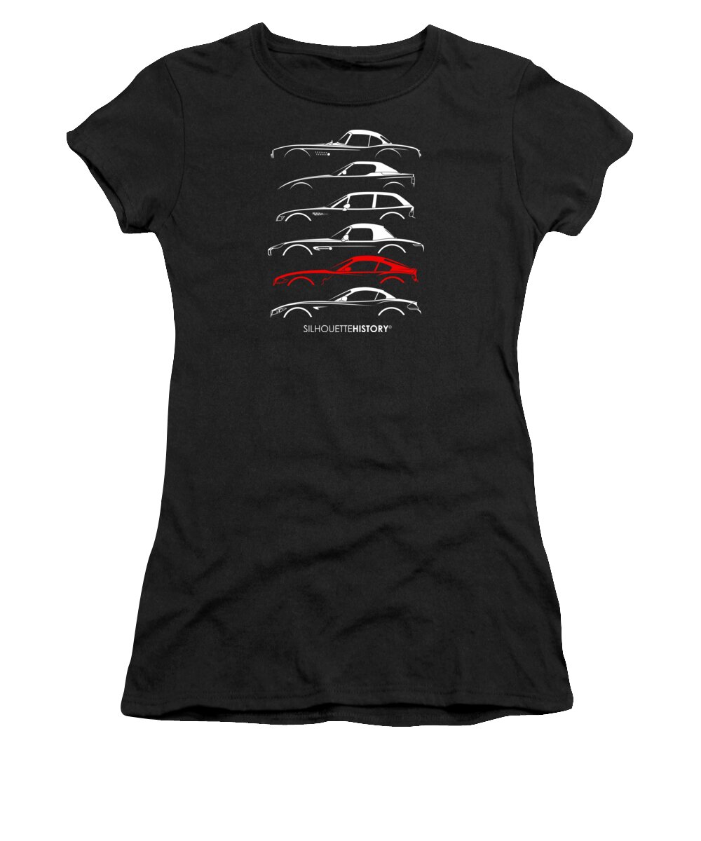 Bavarian Car Women's T-Shirt featuring the digital art Bavarian Hardtop-Z 6gen Custom SilhouetteHistory by Gabor Vida