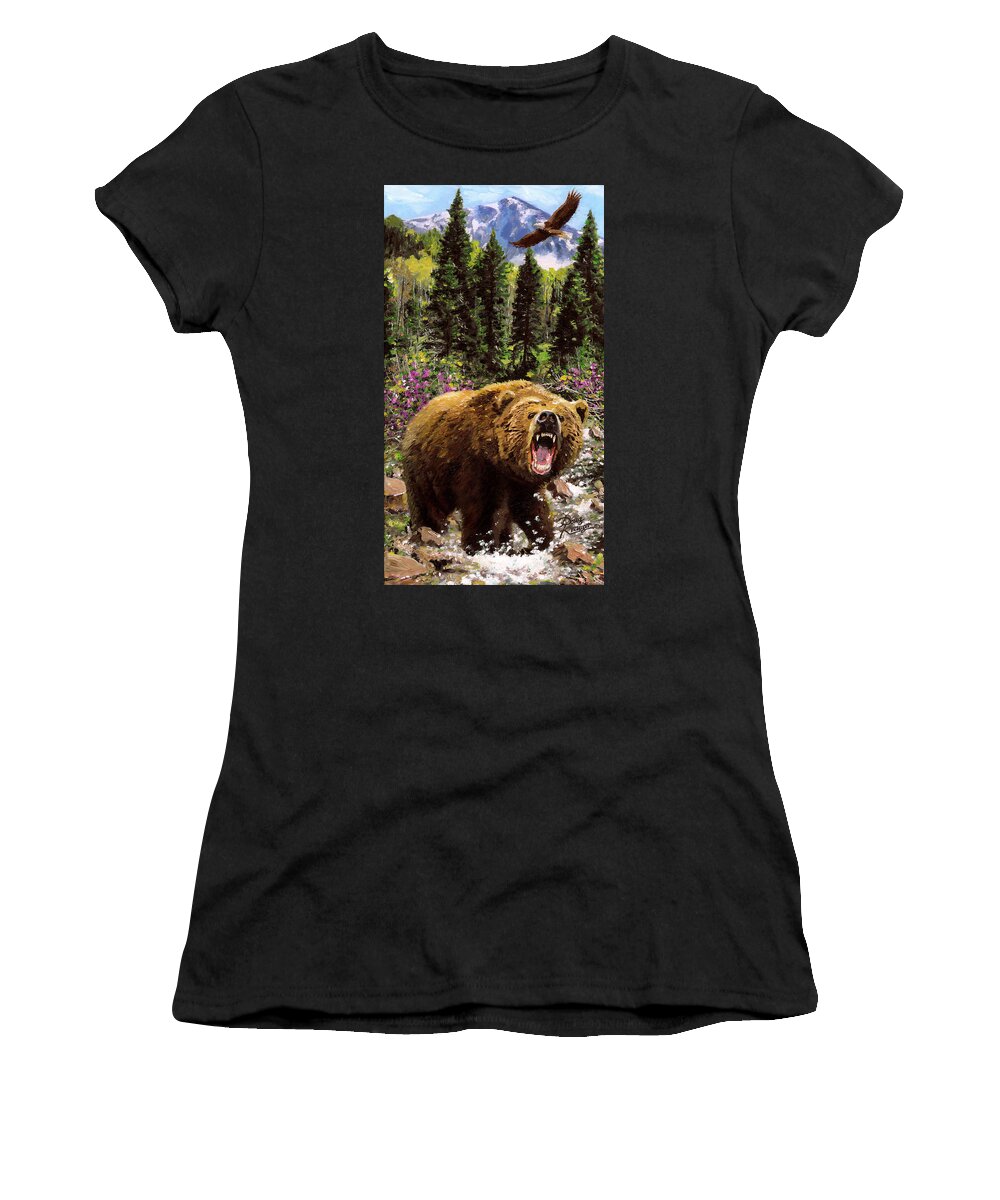 Bear Necessities Digital Painting By Doug Kreuger Women's T-Shirt featuring the painting Bear Necessities IV by Doug Kreuger