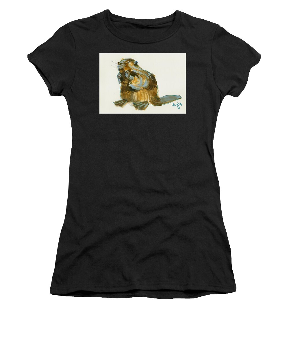 Beaver Women's T-Shirt featuring the painting Beaver painting by Mike Jory