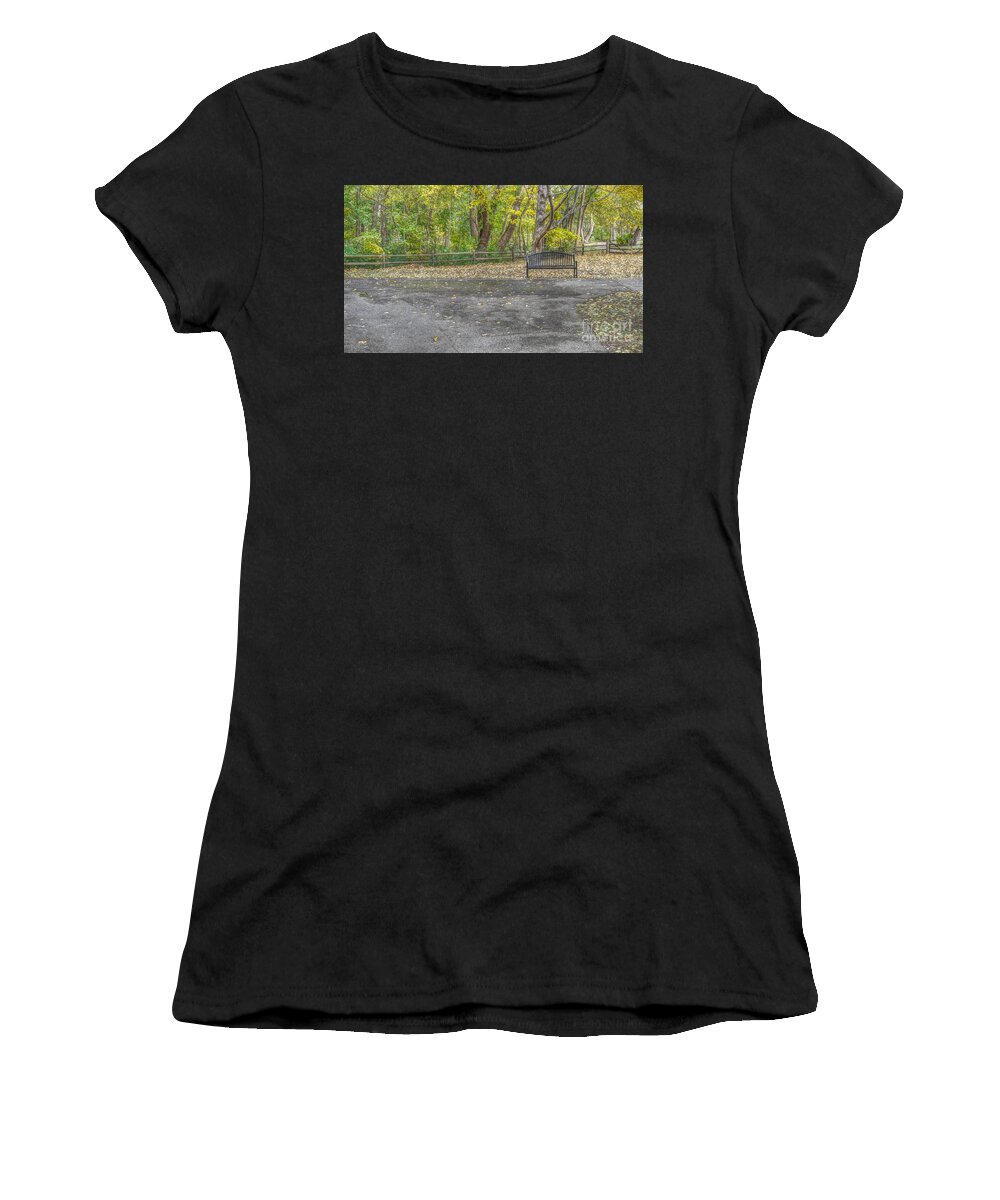 Bench Women's T-Shirt featuring the photograph Bench @ Sharon Woods by Jeremy Lankford