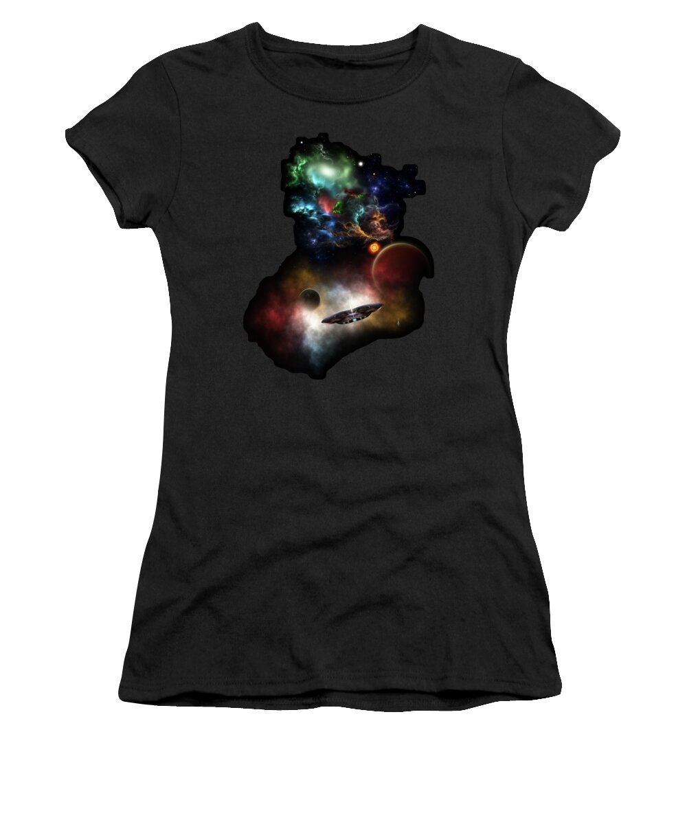 Space Women's T-Shirt featuring the digital art Beyond Space and Time by Xzendor7