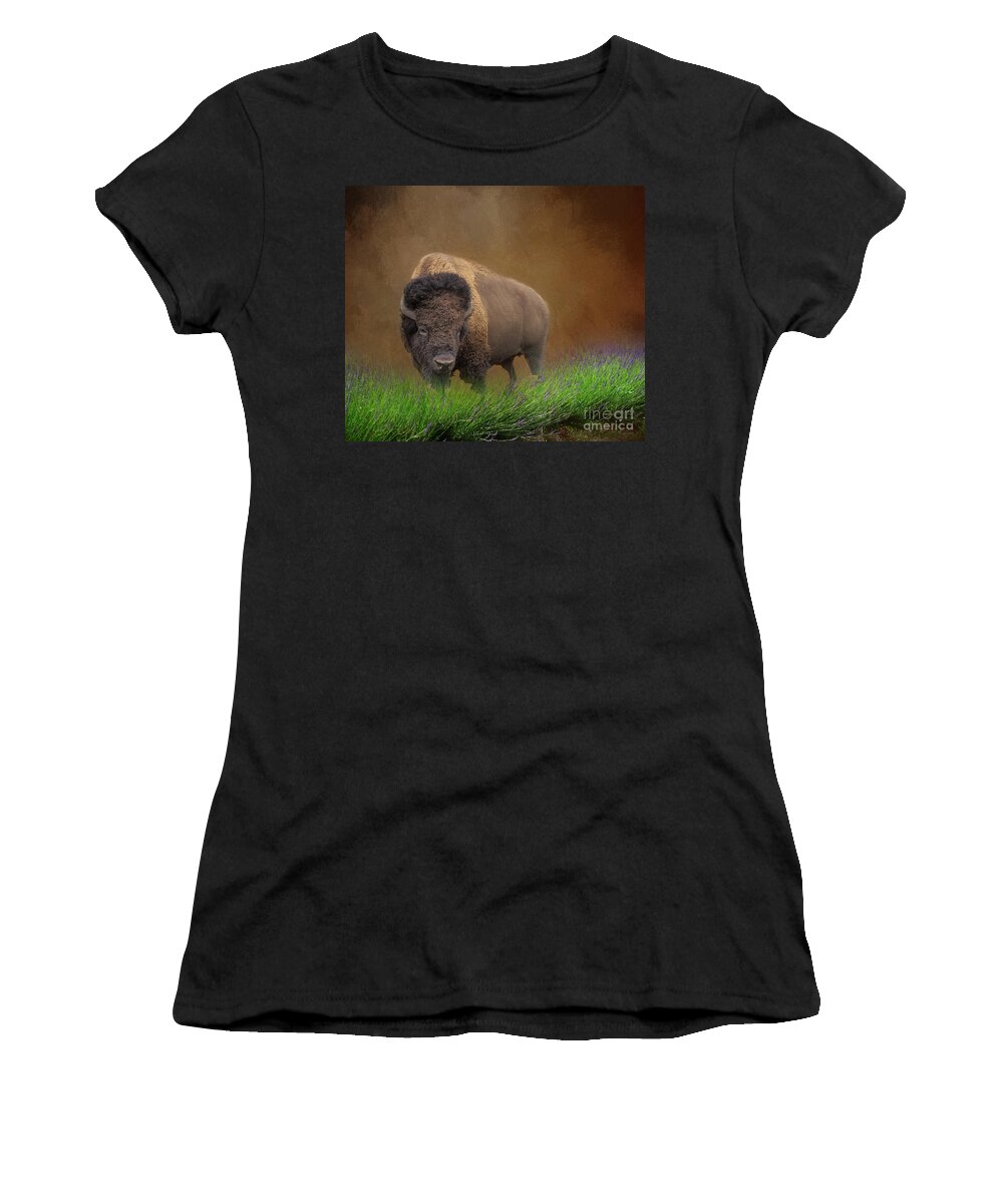 Bison Women's T-Shirt featuring the digital art Bison by Jim Hatch