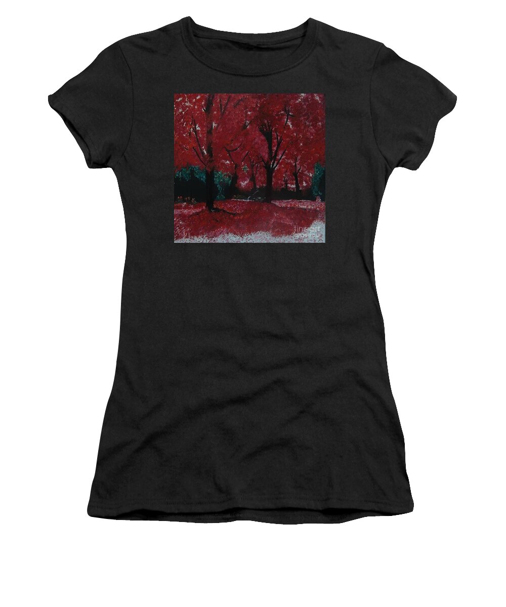 Acrylic Women's T-Shirt featuring the painting Blooming Red by Denise Morgan