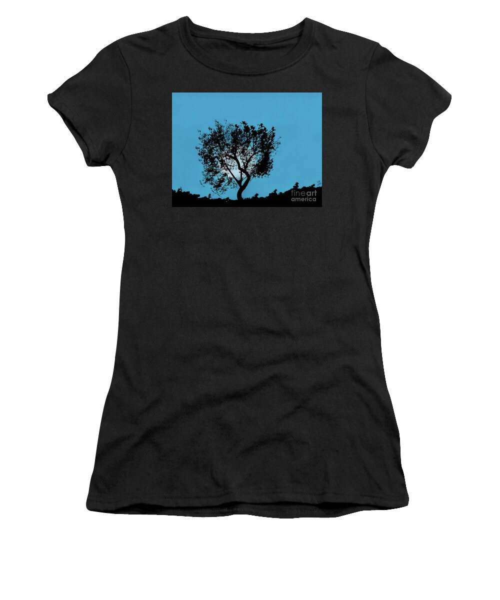 Moon Women's T-Shirt featuring the drawing Blue Sky Moon by D Hackett