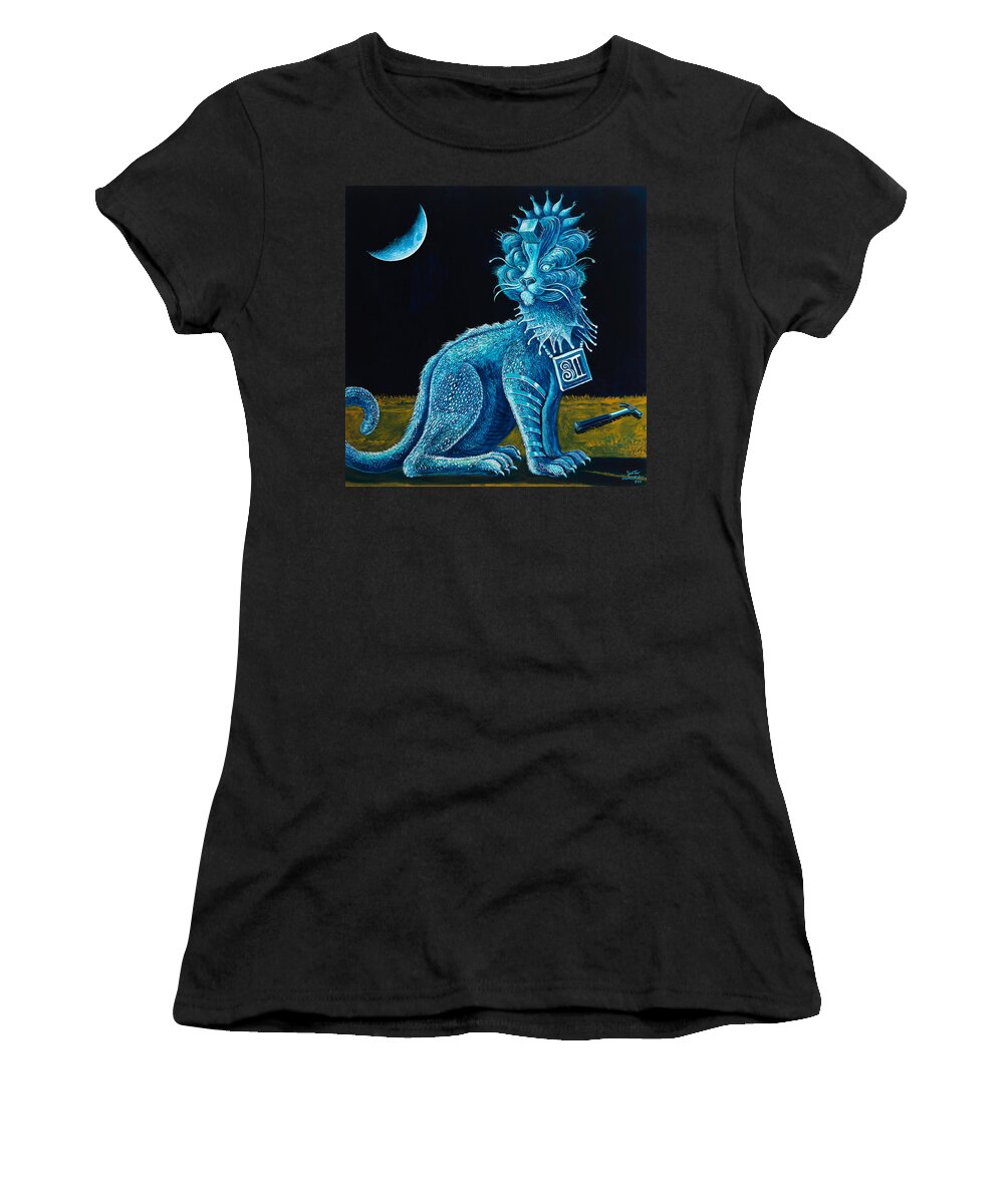 Tiger Women's T-Shirt featuring the painting Blue Testament by Yom Tov Blumenthal