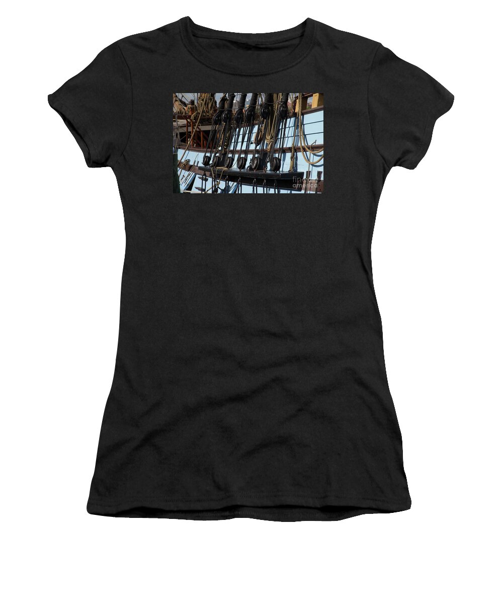 Tall Ship Women's T-Shirt featuring the photograph Boat ropes by Agnes Caruso