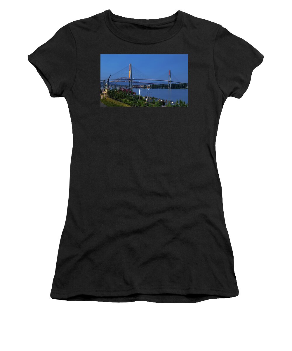 Alex Lyubar Women's T-Shirt featuring the photograph Bridge and Promenade Quay by Alex Lyubar