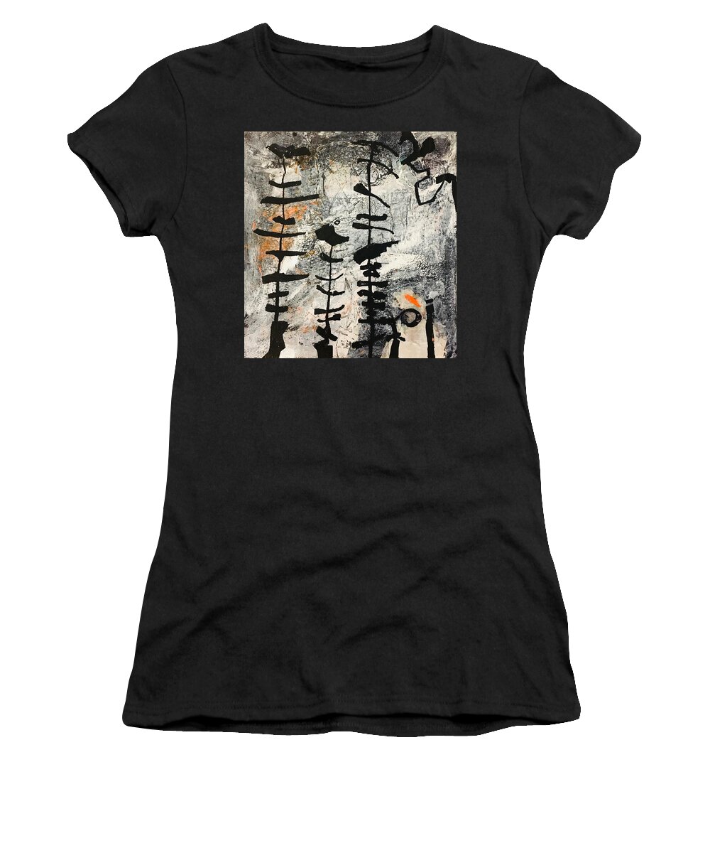 Black And White Women's T-Shirt featuring the painting Burnt Offerings by Carole Johnson