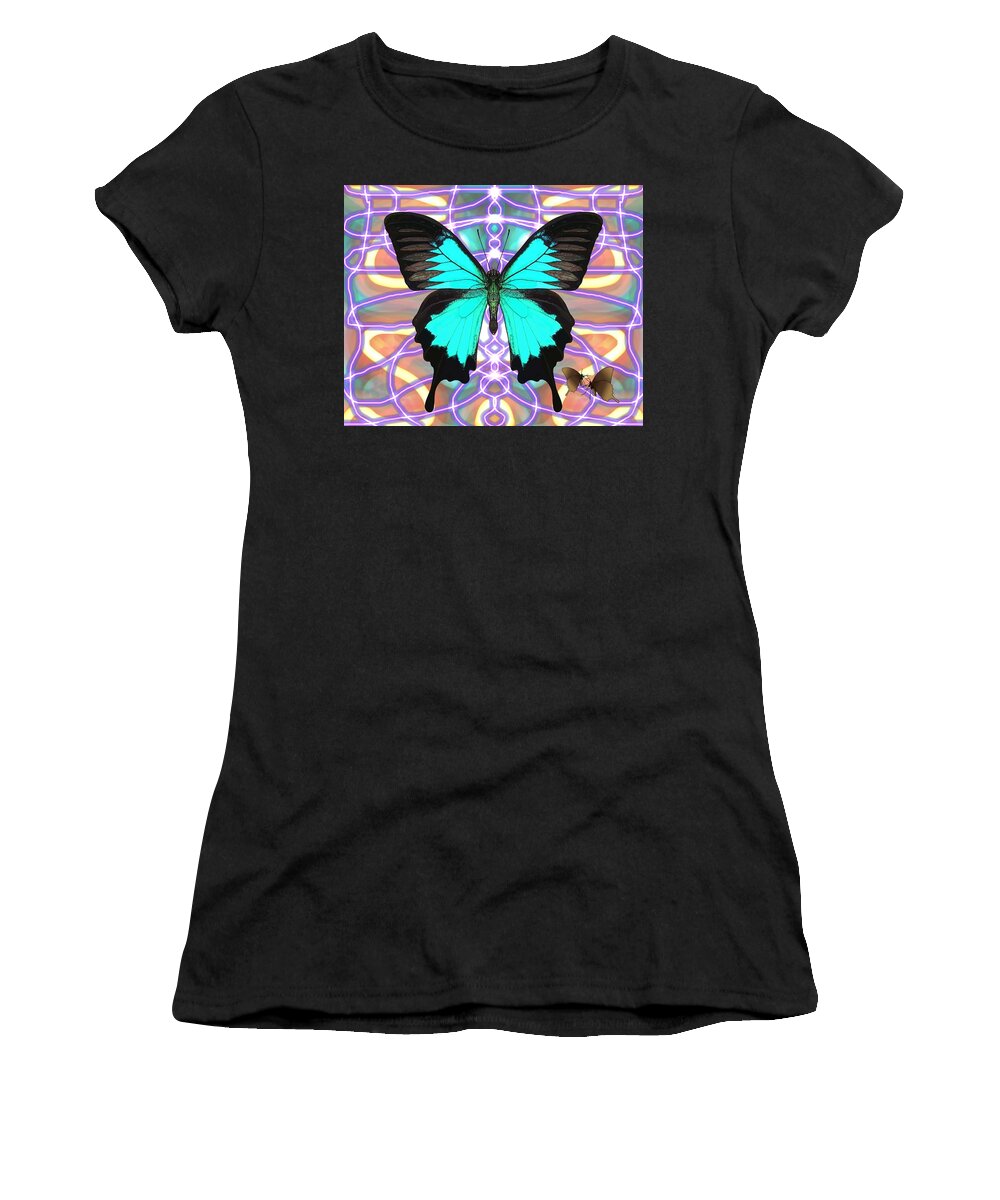Ulysses Women's T-Shirt featuring the drawing Ulysses Butterfly Webbed Patterned by Joan Stratton