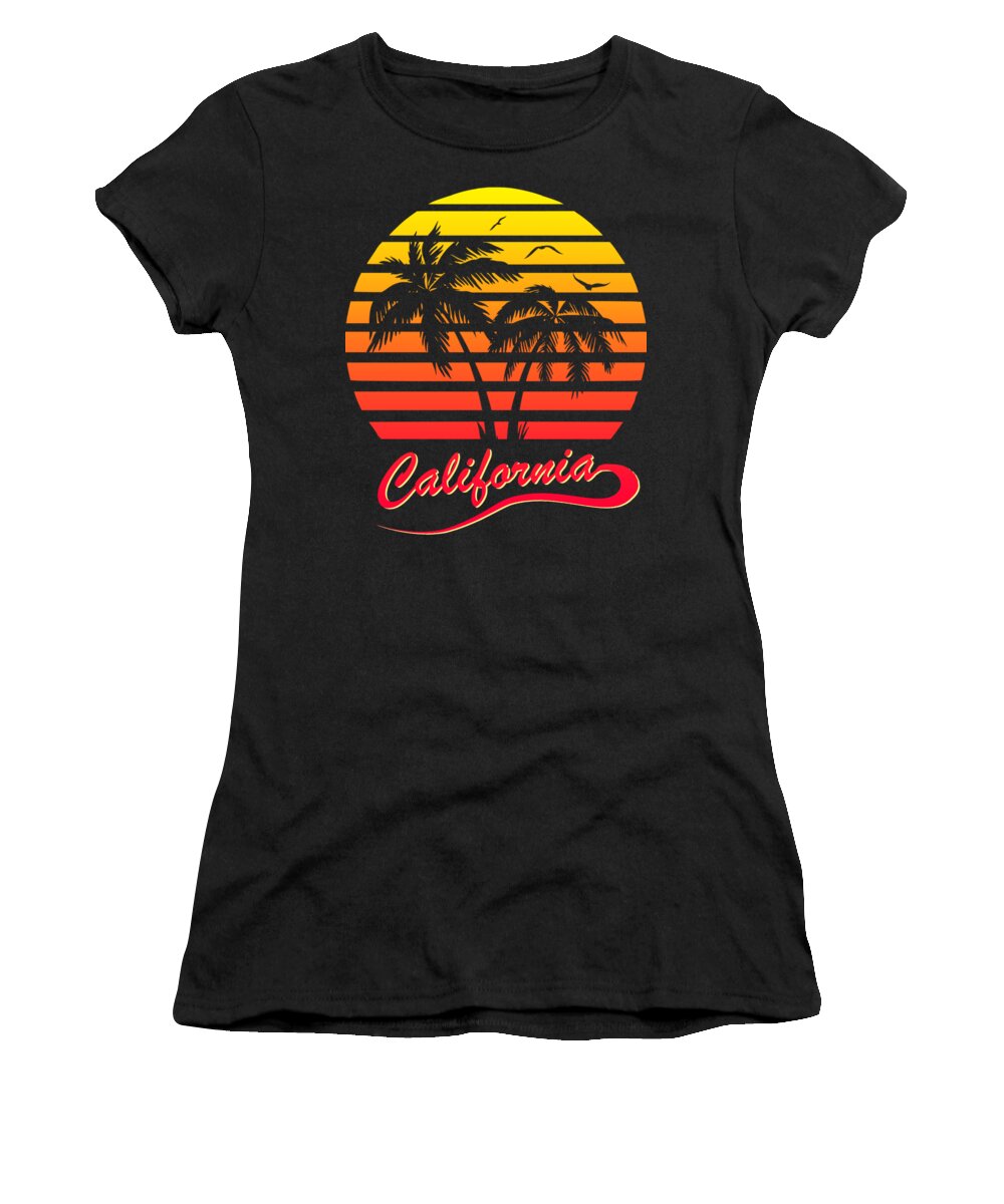 California Women's T-Shirt featuring the digital art California Sunset by Megan Miller