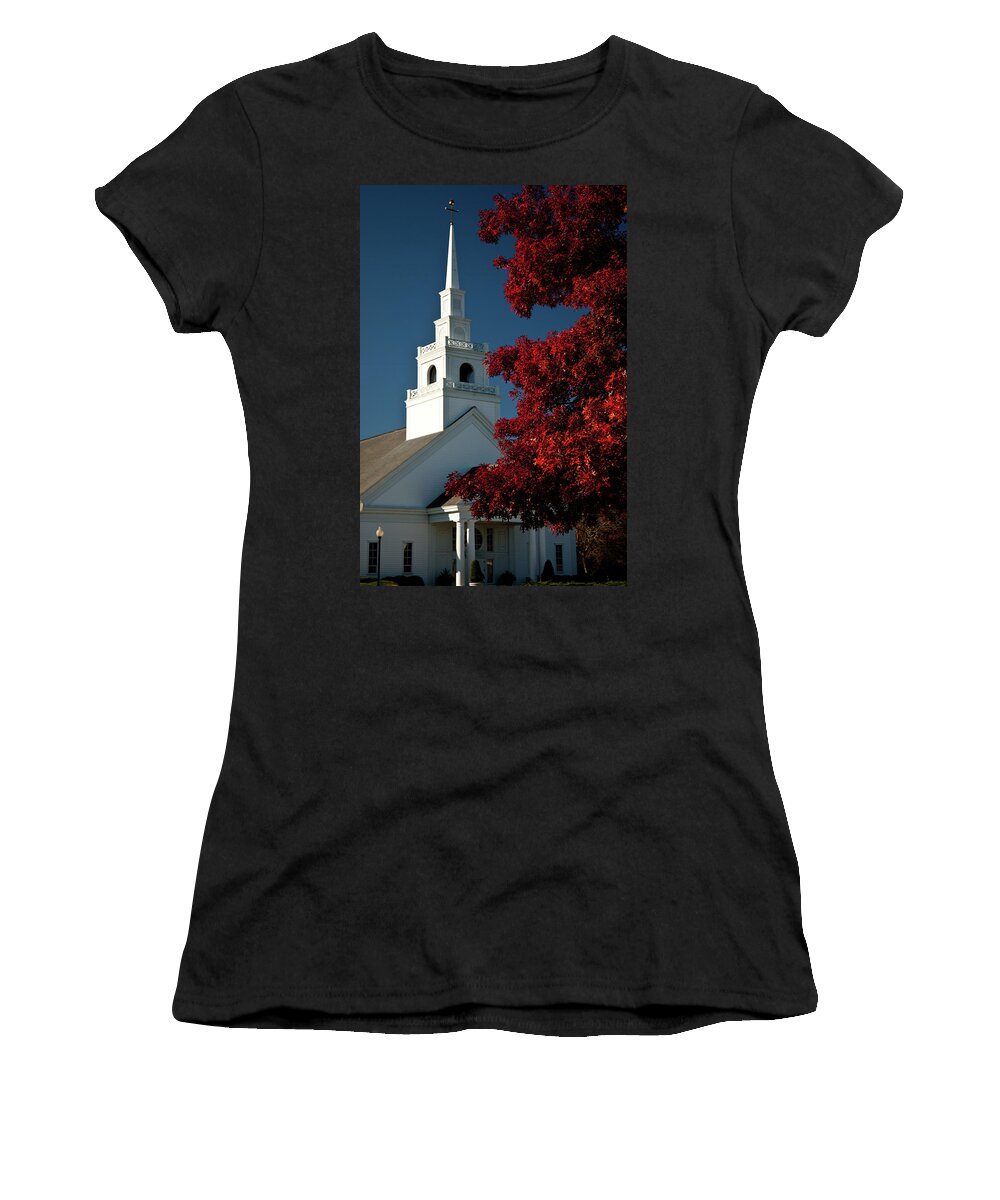 Autumn Women's T-Shirt featuring the photograph Cape Cod Red by Jeff Folger