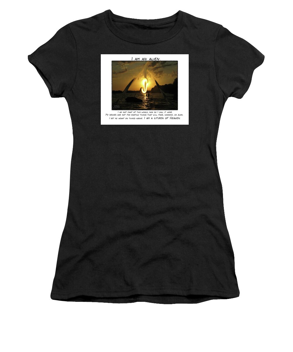  Women's T-Shirt featuring the mixed media Citizen of Heaven by Lori Tondini