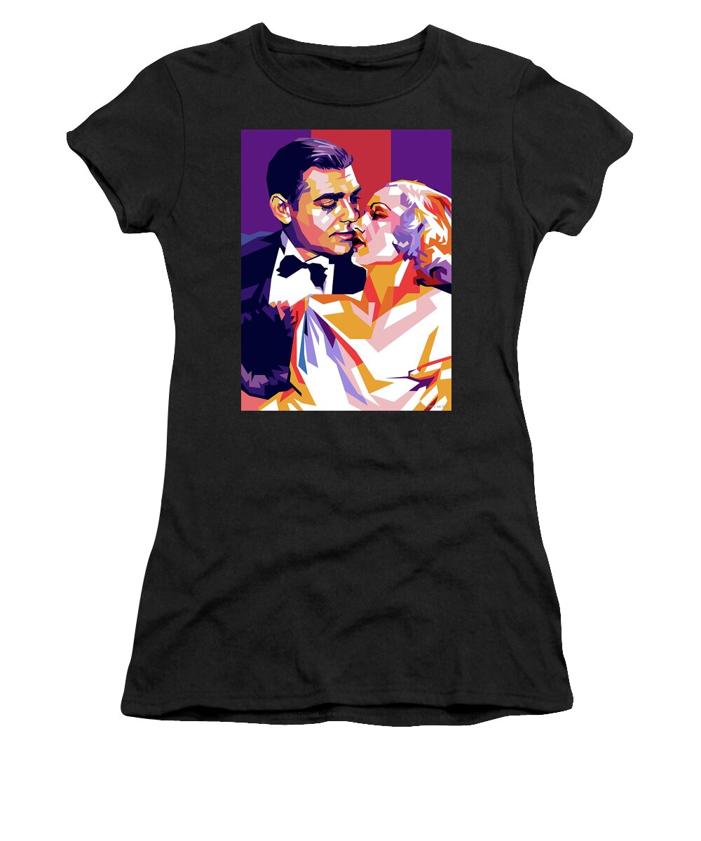 Clark Gable Women's T-Shirt featuring the digital art Clark Gable and Carole Lombard by Movie World Posters