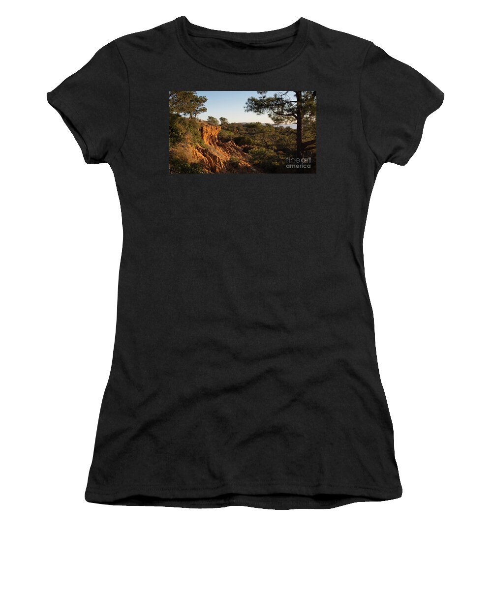 California Women's T-Shirt featuring the photograph Cliff rocks at sunset by Agnes Caruso