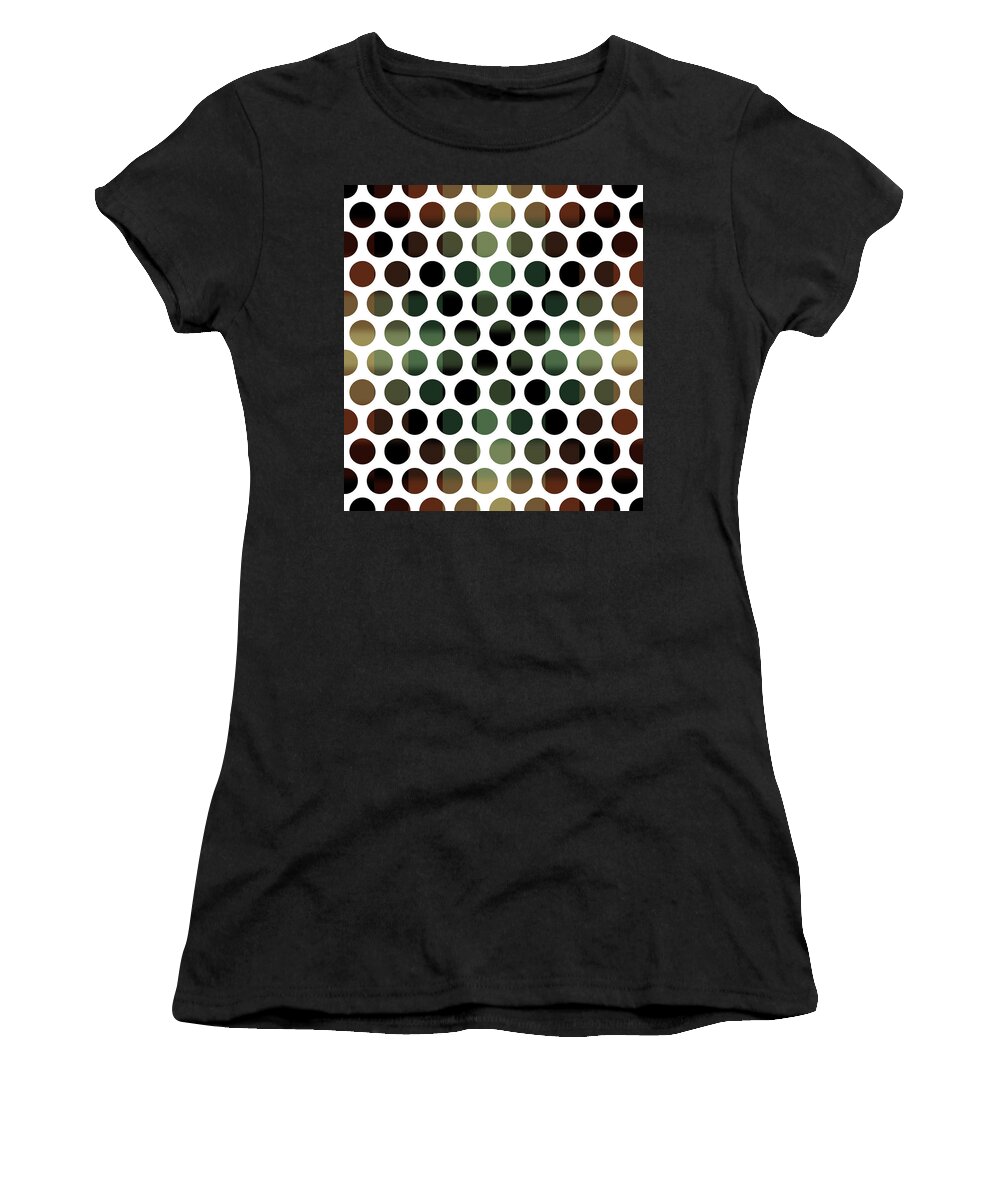 Pattern Women's T-Shirt featuring the mixed media Colorful Dots Pattern - Polka Dots - Pattern Design 5 - Brown, Slate, Grey, Beige, Steel by Studio Grafiikka