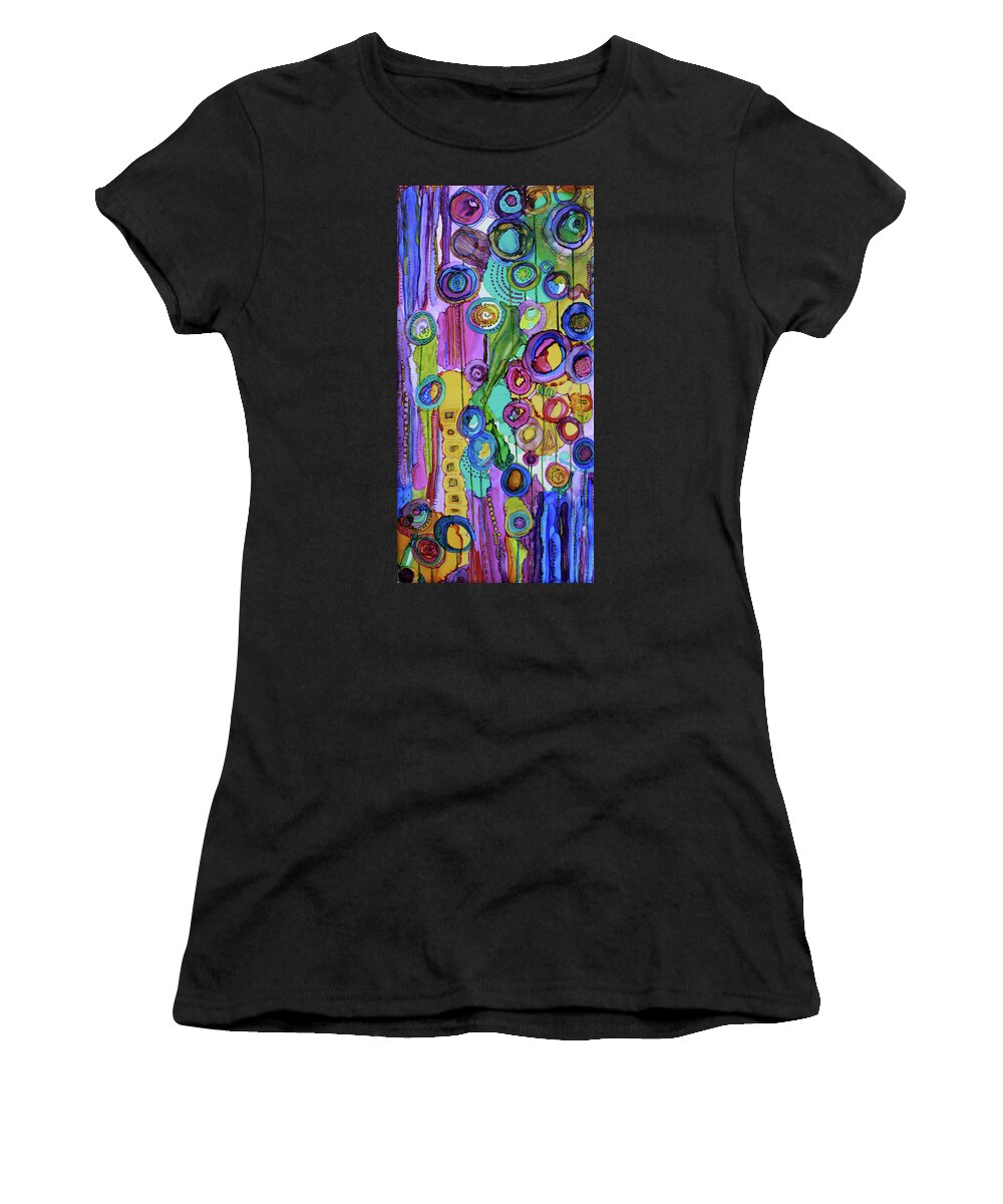 Abstract Women's T-Shirt featuring the painting Cosmic Forest by Winona's Sunshyne