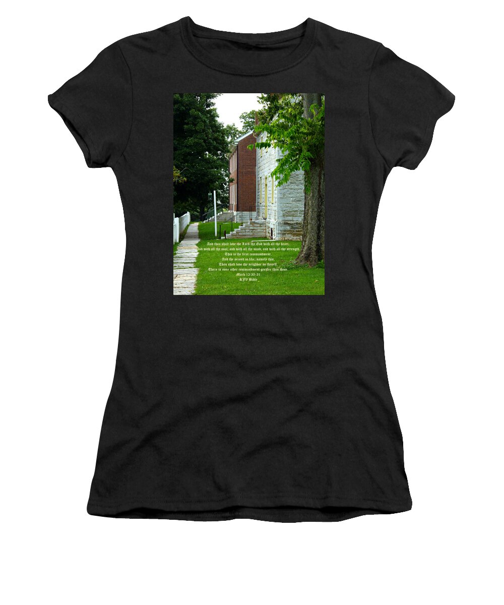 Shaker Village Women's T-Shirt featuring the photograph Country Urban with Mark 12vs30to31 by Mike McBrayer