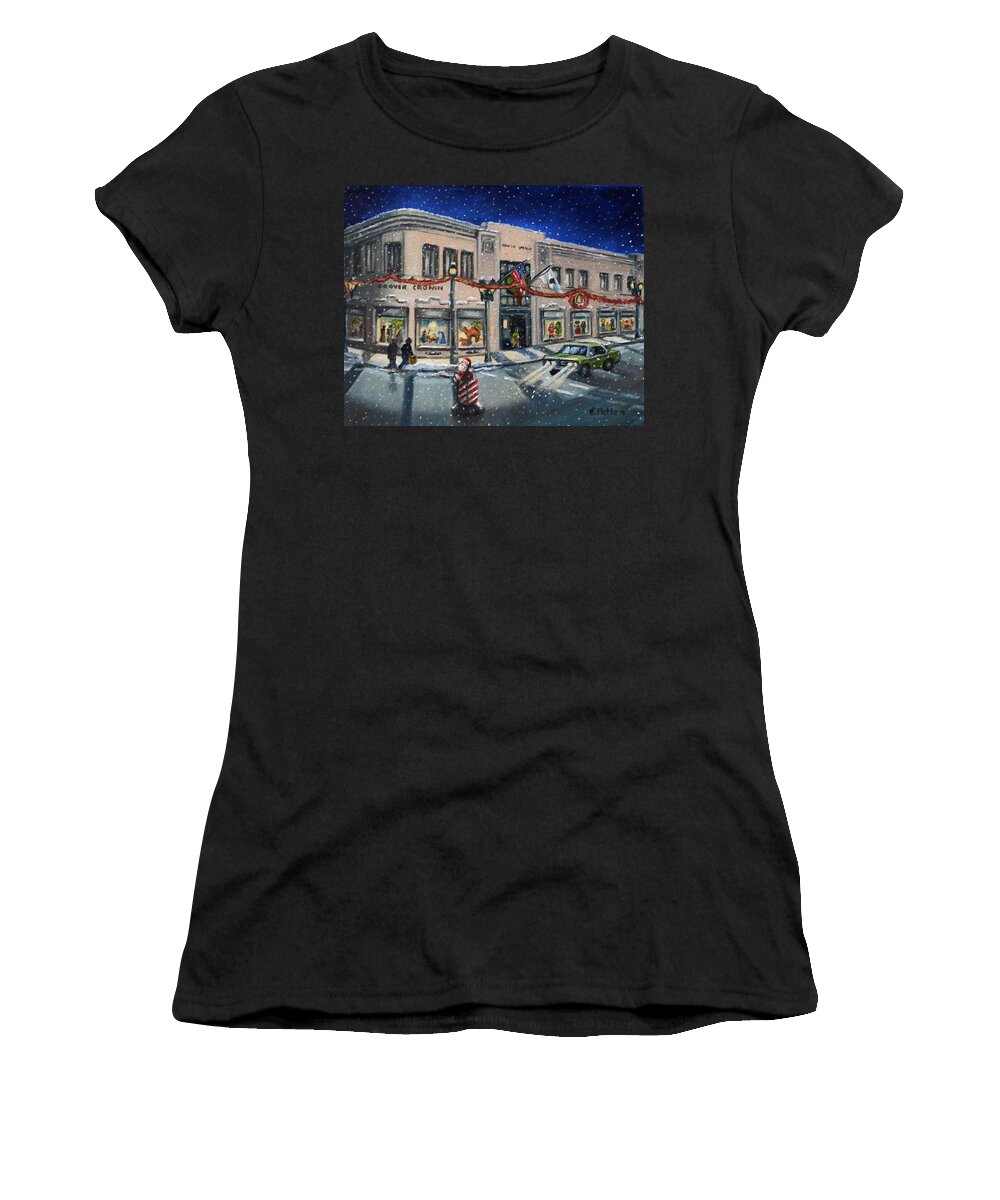 Grover Cronin Women's T-Shirt featuring the painting Cronin's At Christmas by Eileen Patten Oliver