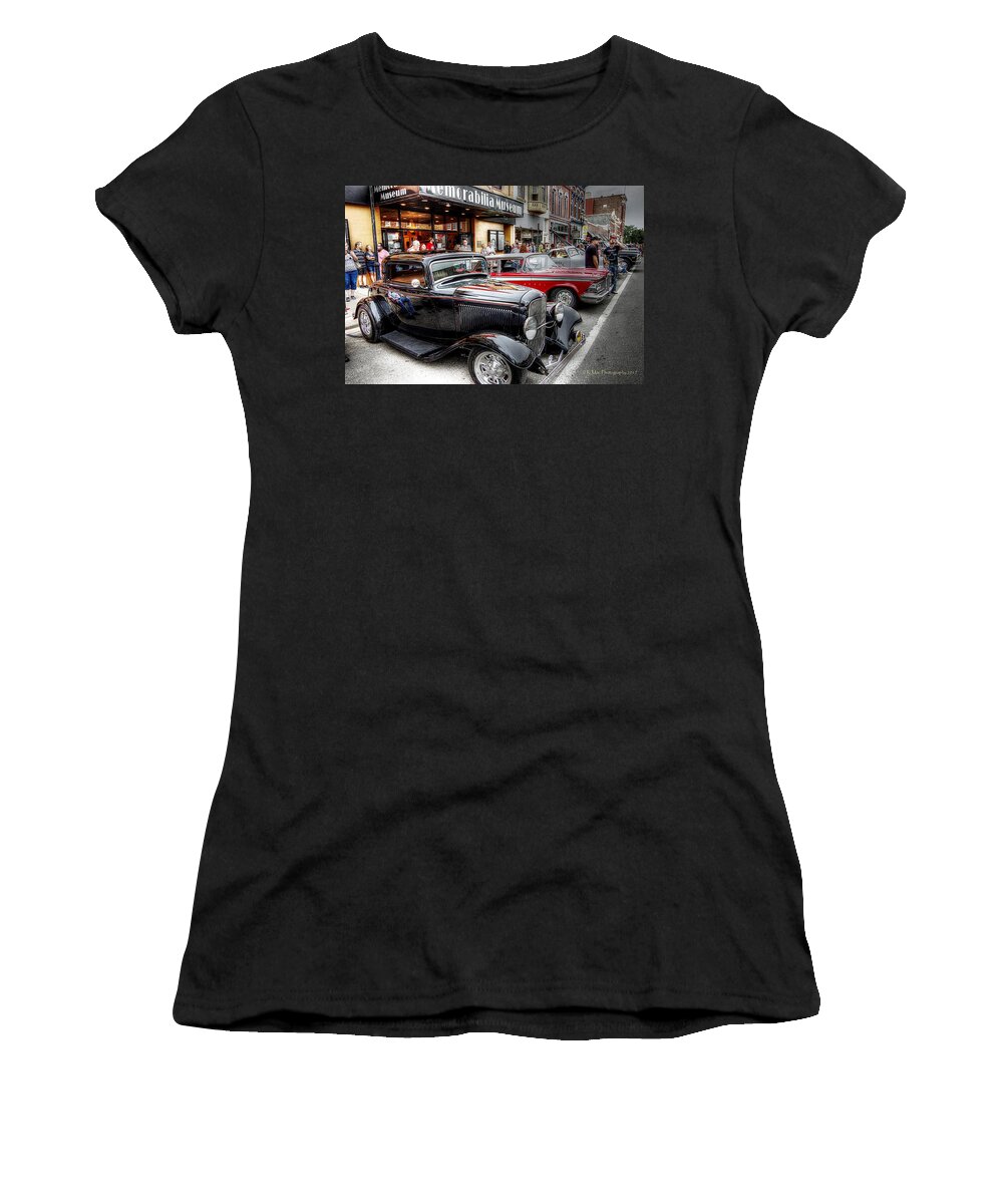 Old Cars Women's T-Shirt featuring the photograph Cruise Night Vehicles by Karen McKenzie McAdoo