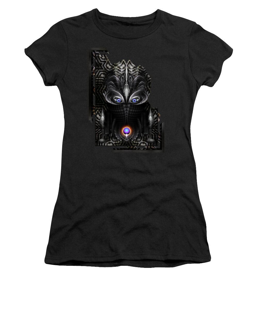 Warrior Women's T-Shirt featuring the digital art Dark Warrior Sculpture Fractal Art by Xzendor7