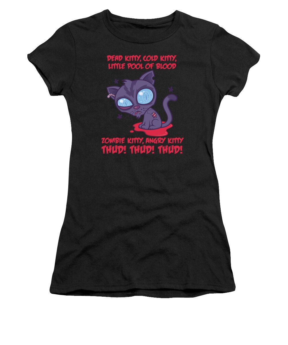 Cat Women's T-Shirt featuring the digital art Dead Cold Angry Zombie Kitty by John Schwegel