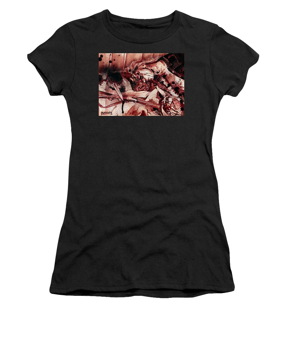Ryan Almighty Women's T-Shirt featuring the painting DEAD / MAYHEM dry blood by Ryan Almighty