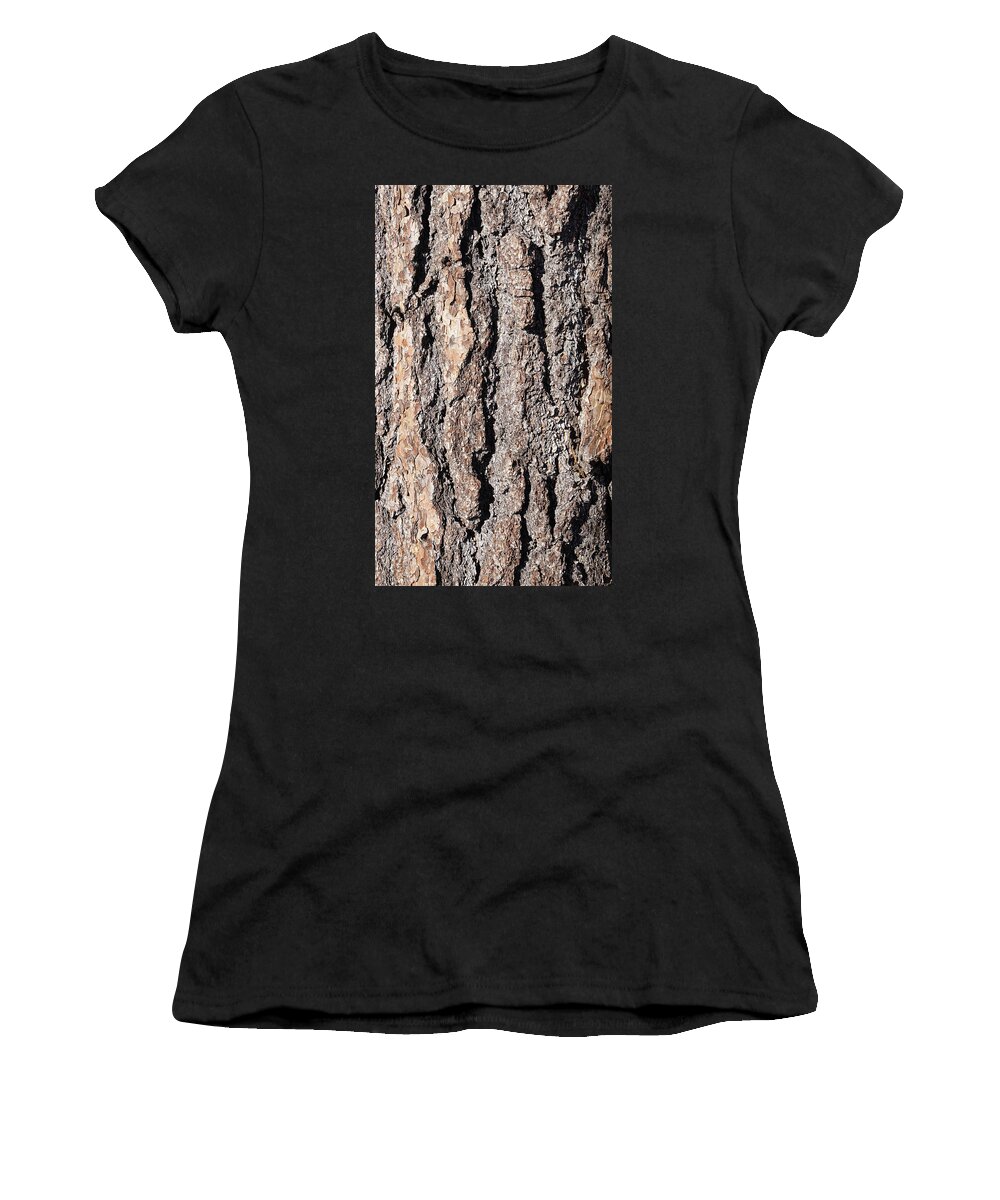 Detail Women's T-Shirt featuring the photograph Detail of Ponderosa Pine bark by Steve Estvanik