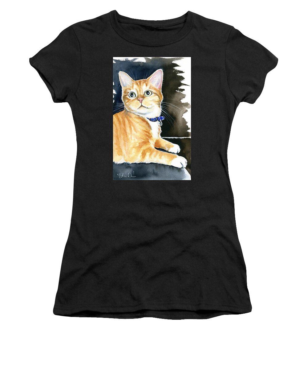 Cat Women's T-Shirt featuring the painting Diego Ginger Tabby Cat Painting by Dora Hathazi Mendes