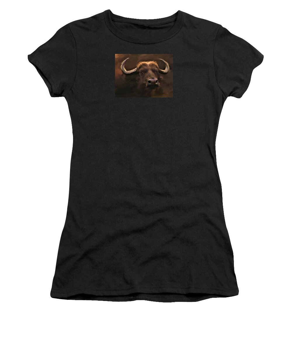 Buffalo Women's T-Shirt featuring the painting Don't Mess With Me by Diane Chandler