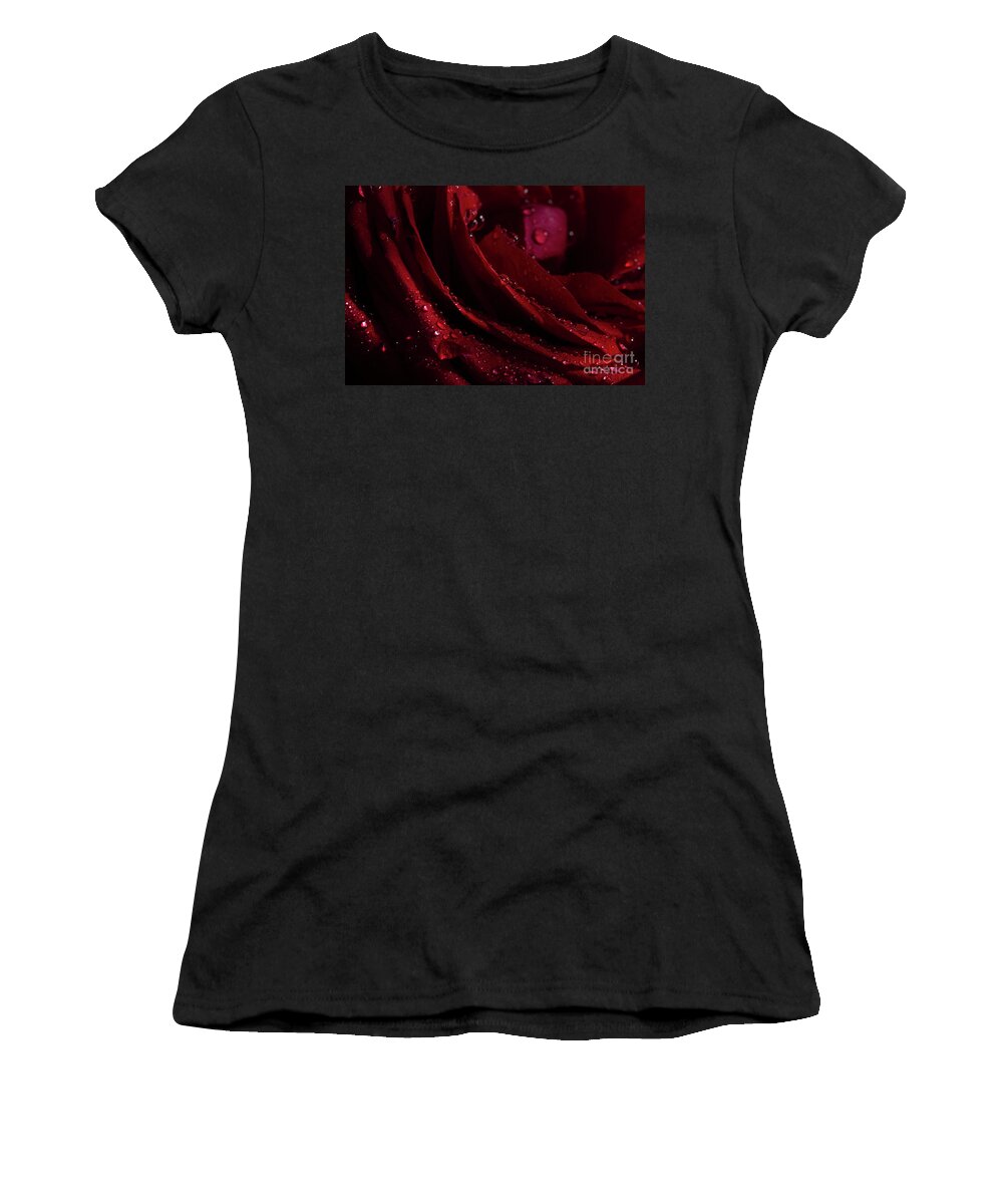 Rose Women's T-Shirt featuring the photograph Droplets On The Edge by Mike Eingle