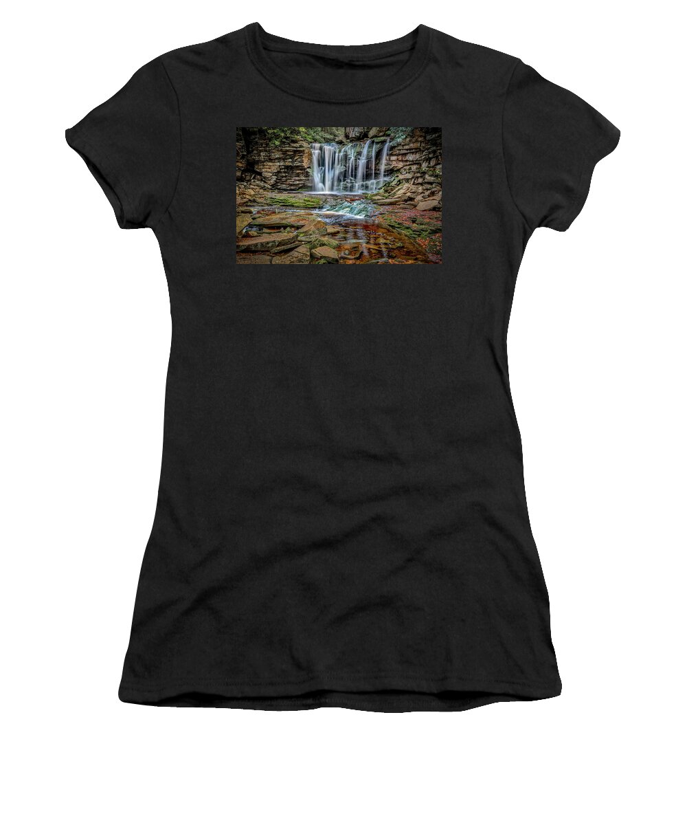 Landscapes Women's T-Shirt featuring the photograph Elakala Falls 1020 by Donald Brown