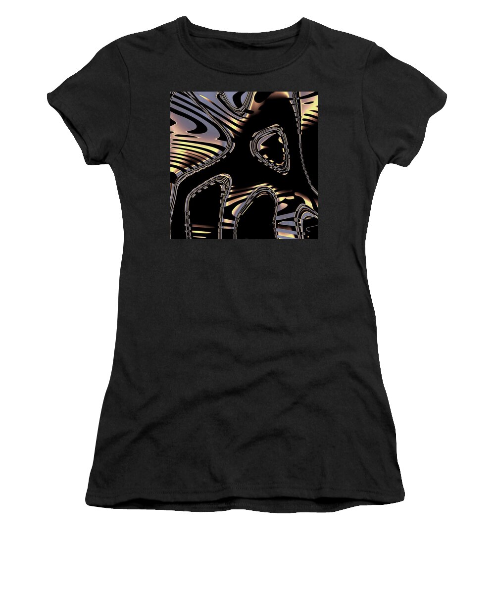 Fractal Women's T-Shirt featuring the digital art Elegant Black Fractal 2 by Judi Suni Hall