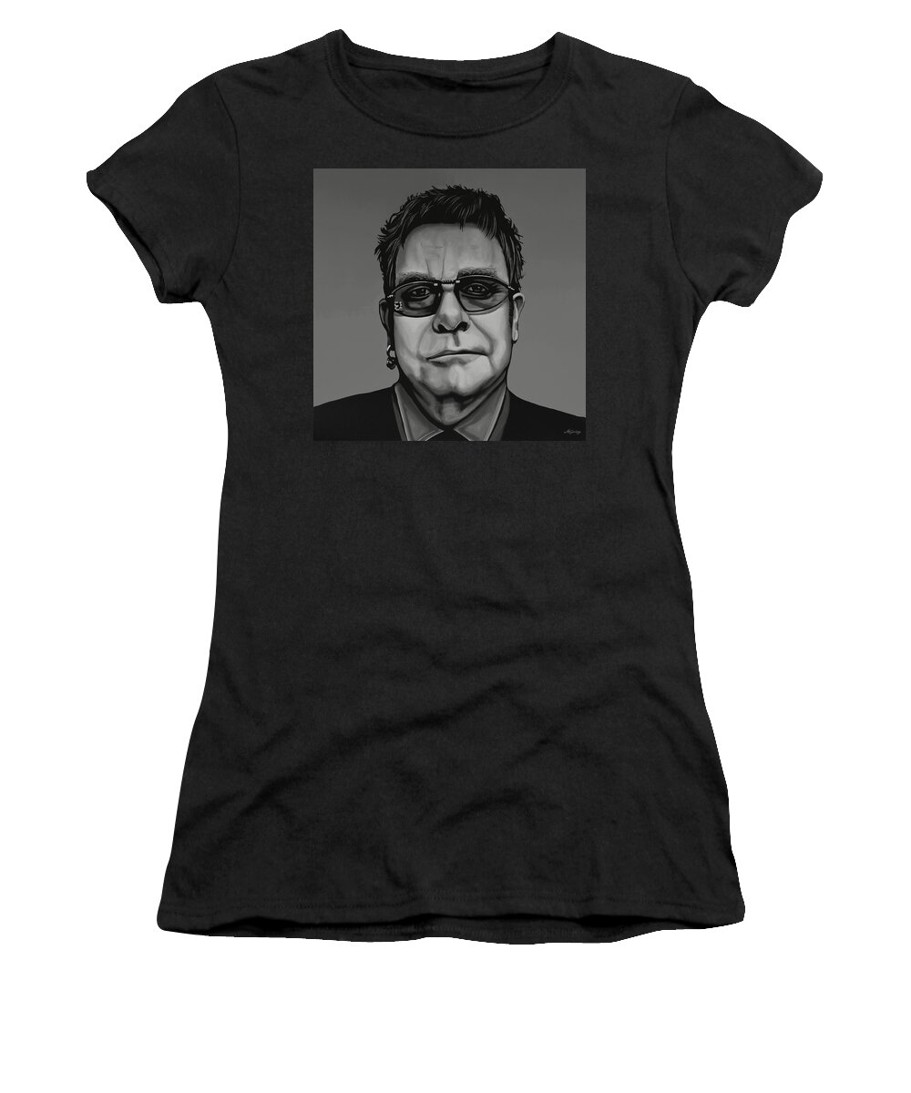 Elton John Women's T-Shirt featuring the painting Elton John Painting by Paul Meijering