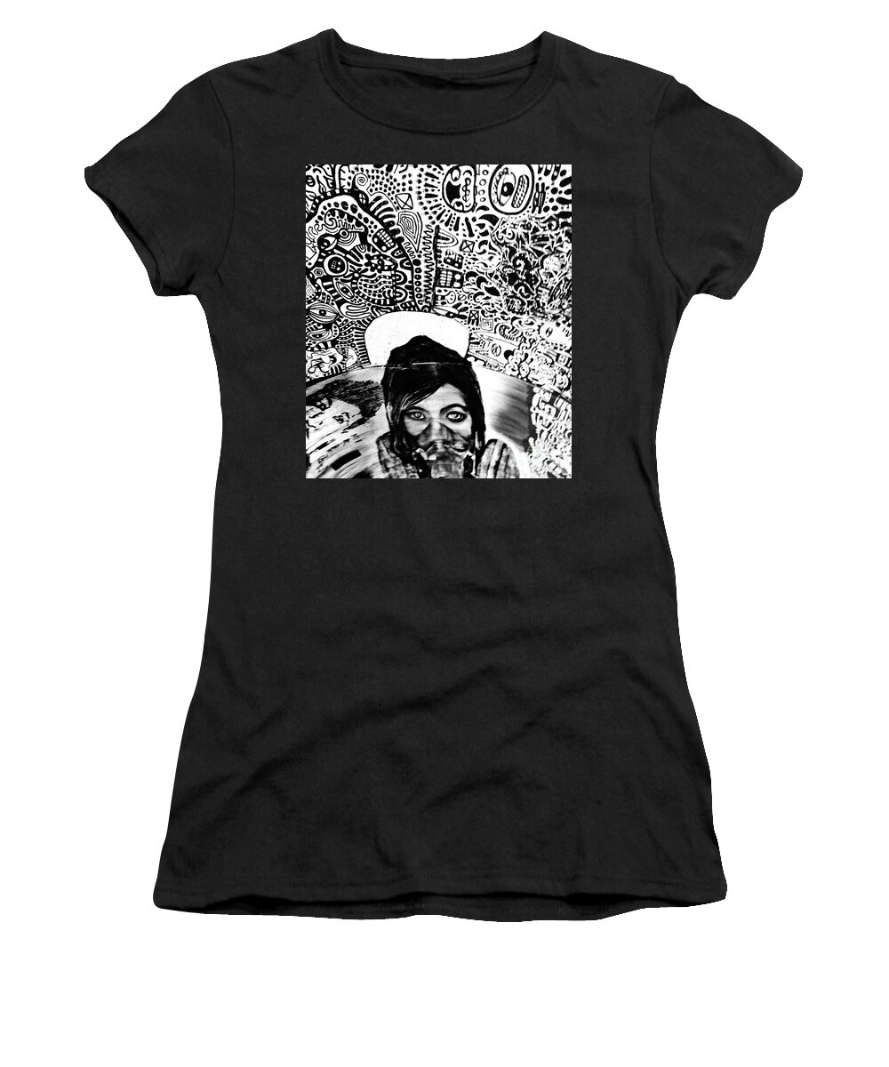 Street Art Women's T-Shirt featuring the photograph Eyes of Zabou and Psychodoodly by Suzette Kallen