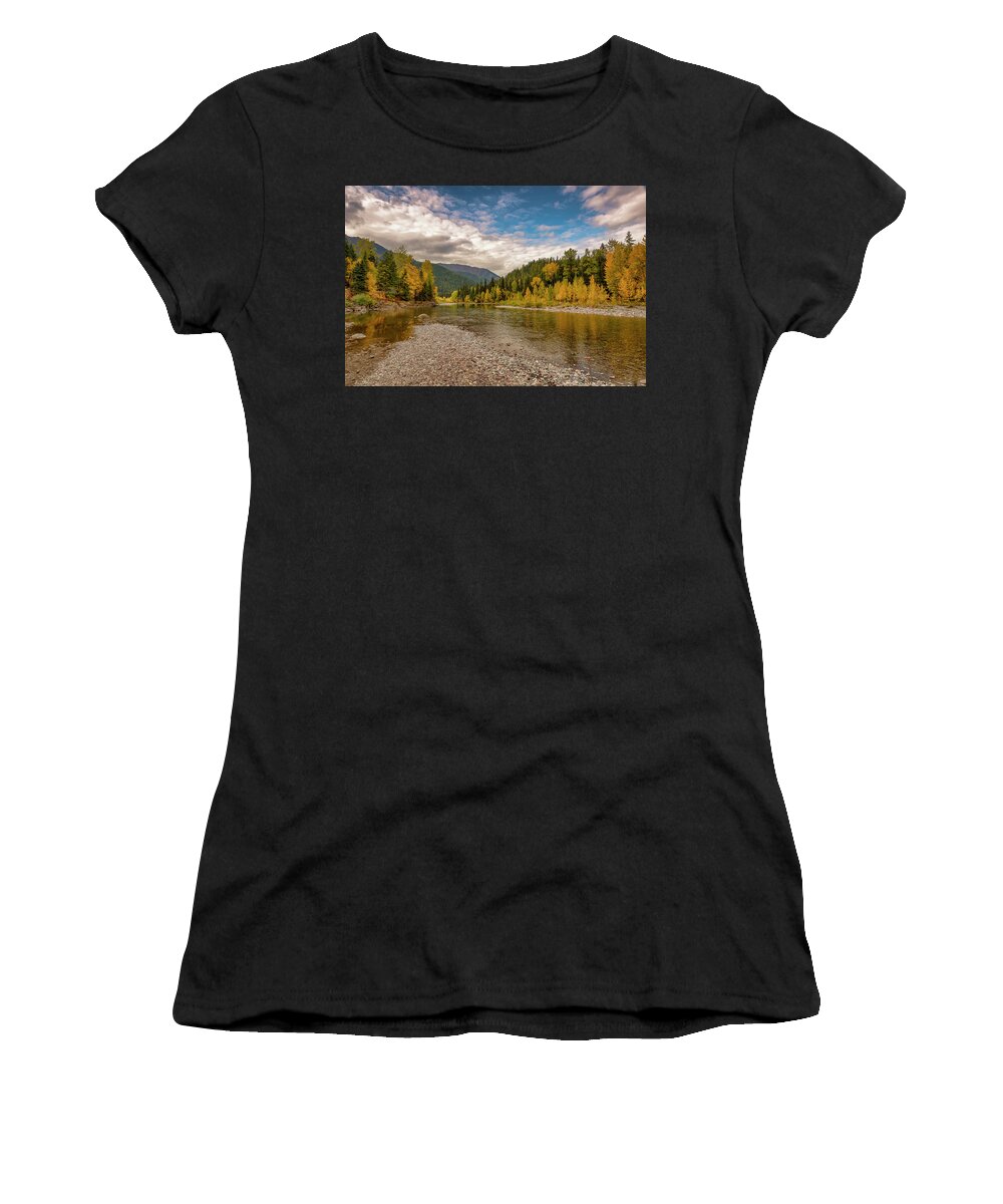 Fall on the Middle Fork of the Flathead River Glacier National P Women's T- Shirt by Doug Holck - Fine Art America
