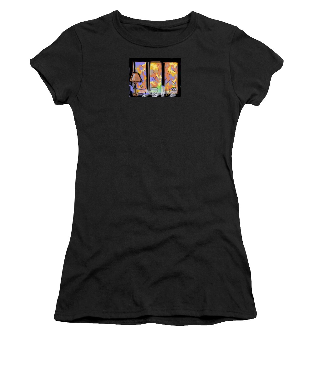 Fall Women's T-Shirt featuring the painting Fall Windows by Jean Pacheco Ravinski