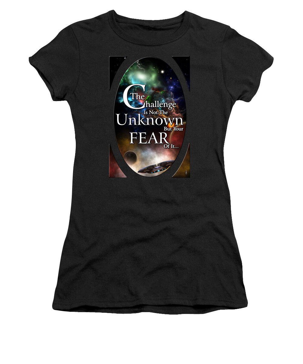 Fear Of The Unknown Women's T-Shirt featuring the digital art Fear Of The Unknown by Rolando Burbon