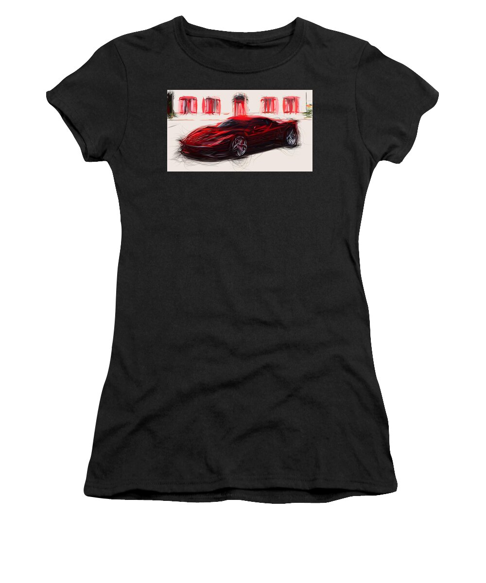 Ferrari Women's T-Shirt featuring the digital art Ferrari SP38 Drawing by CarsToon Concept
