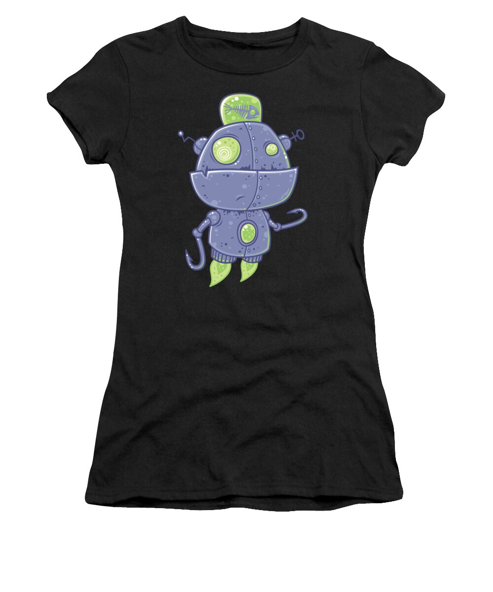 Fish Women's T-Shirt featuring the digital art Fishing Robot by John Schwegel
