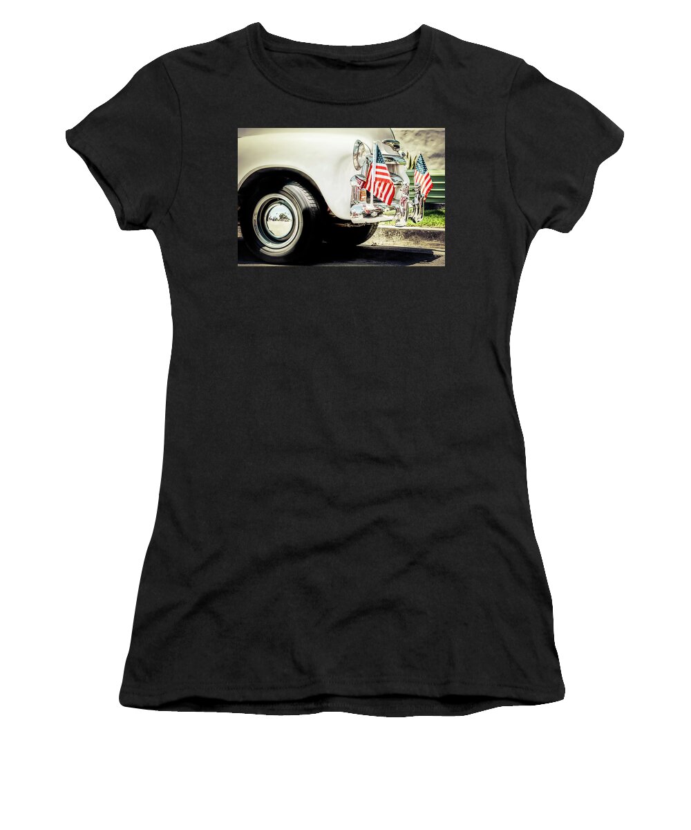 Auto Women's T-Shirt featuring the photograph Flags 9 by Bill Chizek